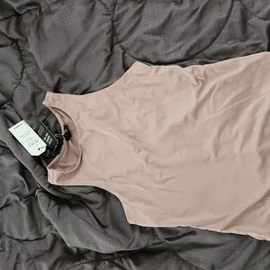 Express 2 highneck sleeveless bodysuit white and mauve